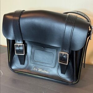 Dr. Martens Black Leather Messenger Bag